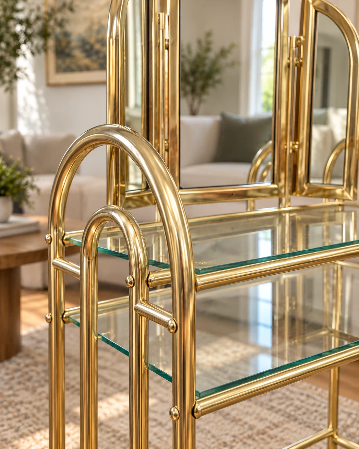 Vintage Brass and Glass Vanity Table - photo 2