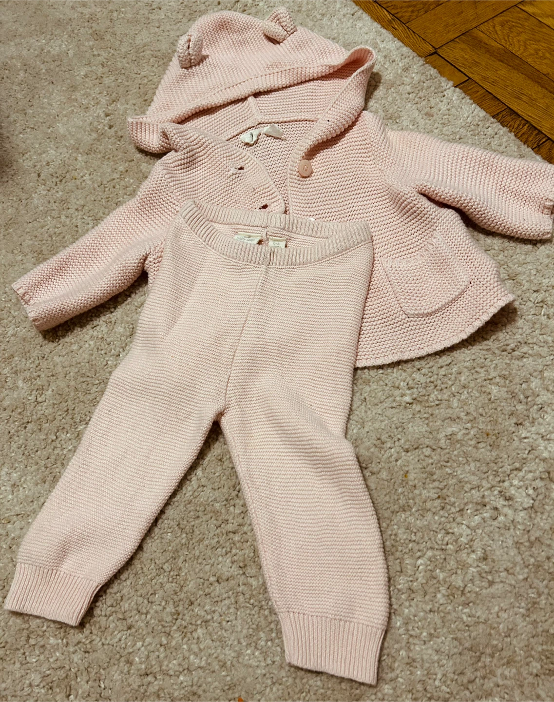 Baby Gap Pink Knit Hoodie and Pant Set - photo 2