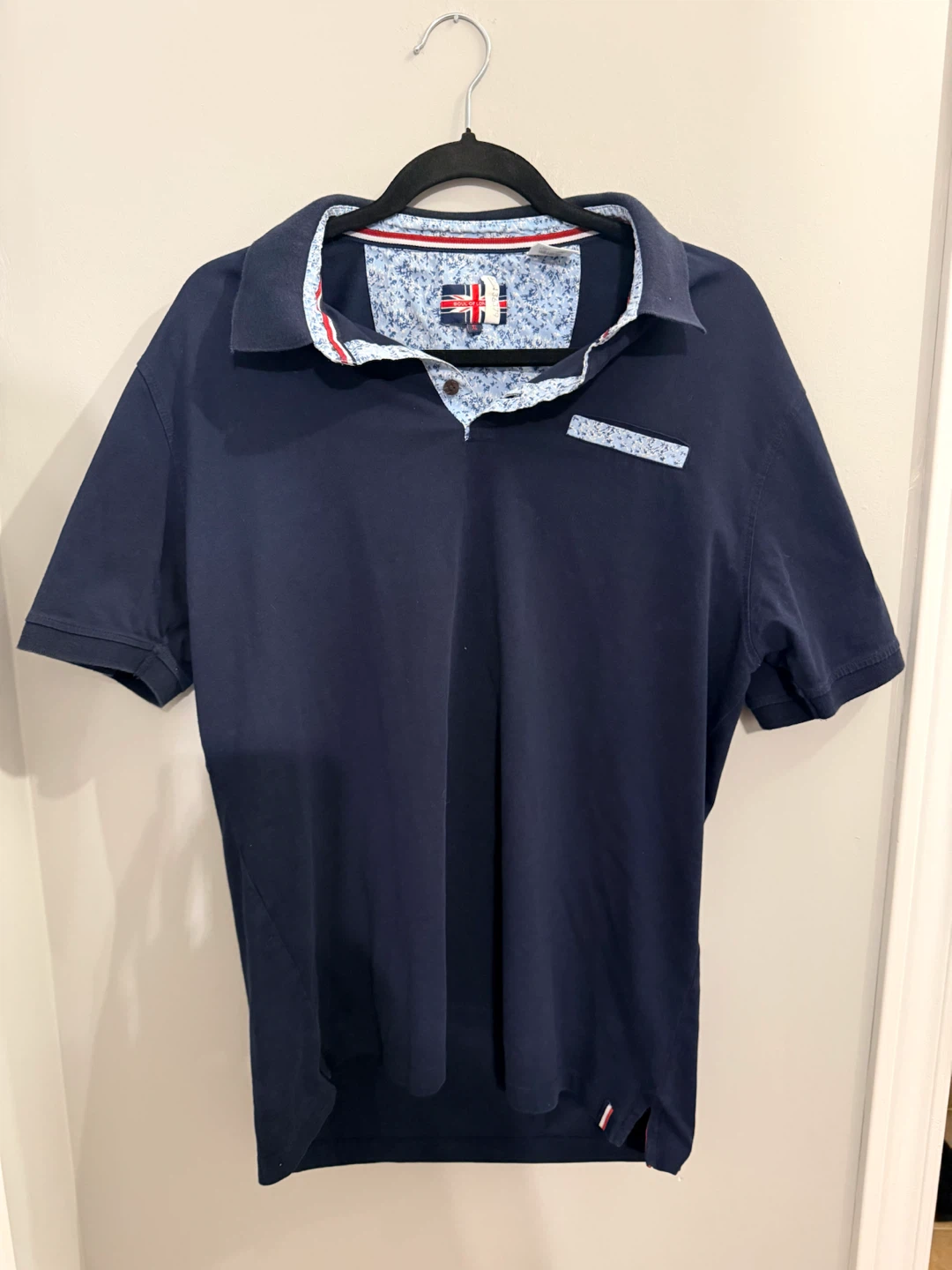 Soul of London Navy Polo Shirt with Floral Details - Size L/XL - photo 2