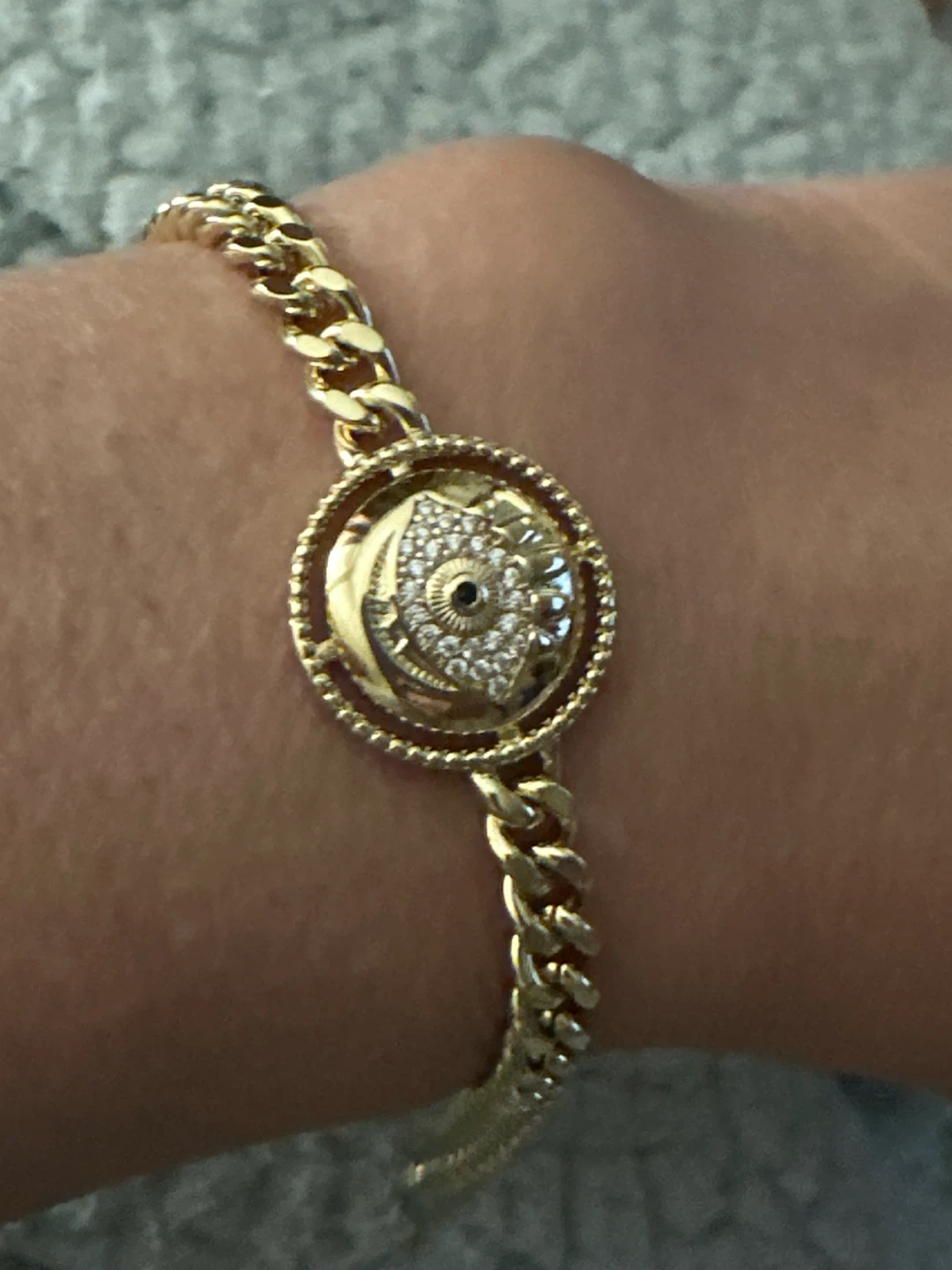14k Gold laminated Evil Eye Link Bracelet