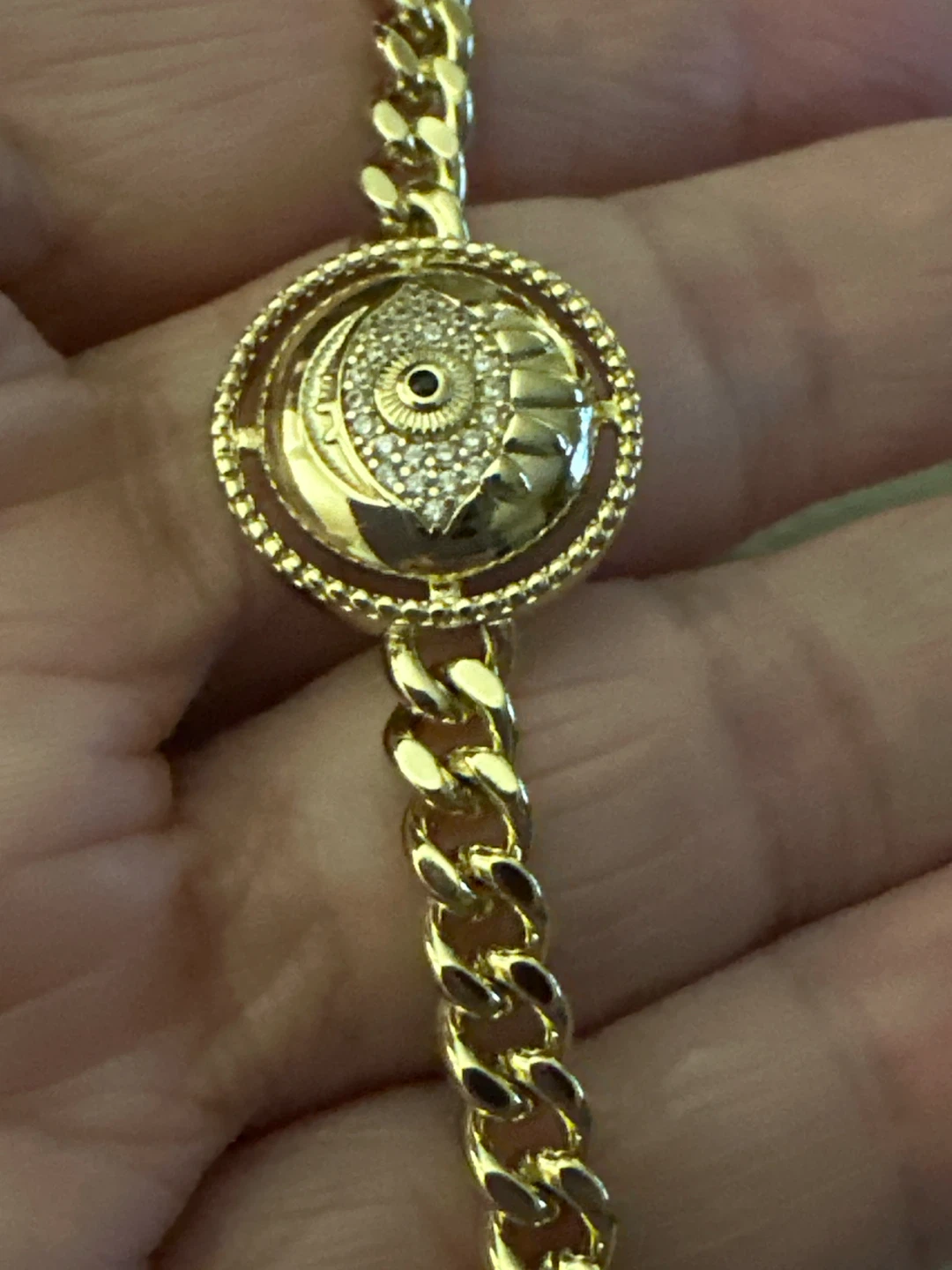 14k Gold laminated Evil Eye Link Bracelet - photo 2