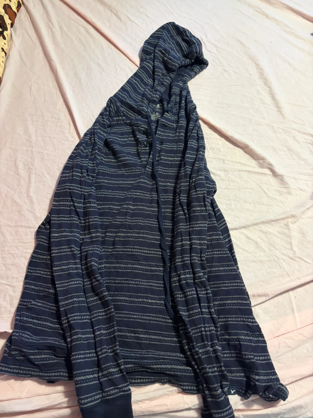 American Eagle Premium Indigo Striped Hoodie