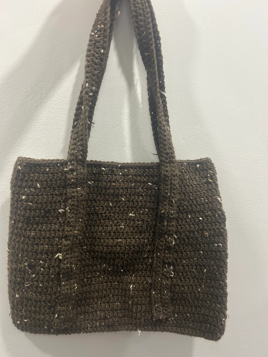 Handmade Brown Crocheted Tote Bag