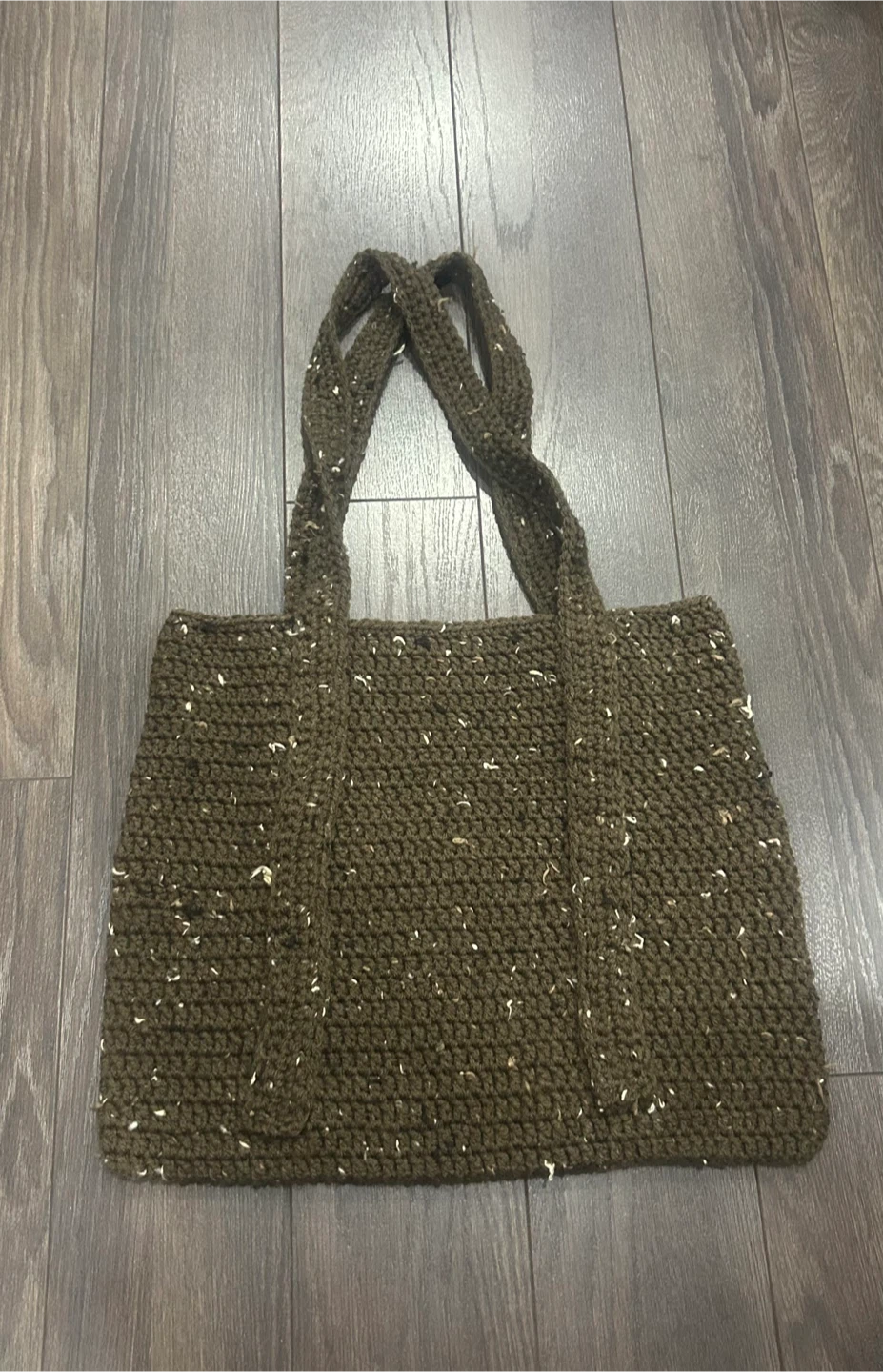 Handmade Brown Crocheted Tote Bag - photo 3