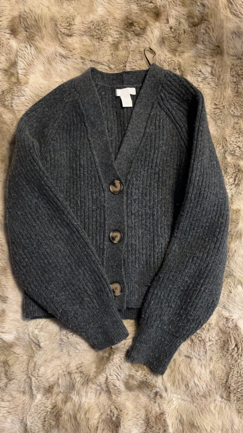 H&M Charcoal Grey Ribbed Cardigan