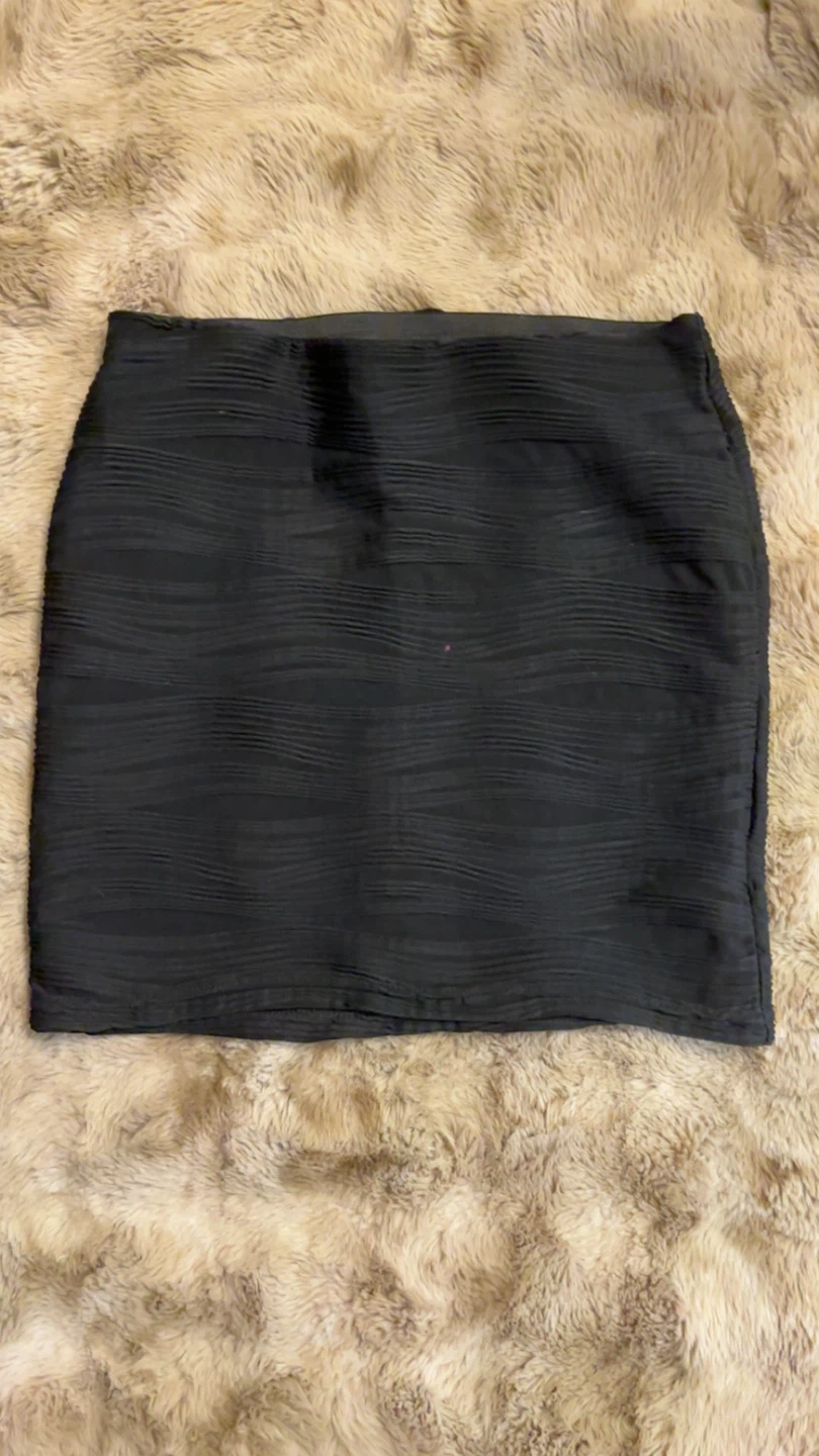 Janina Black Textured Mini Skirt