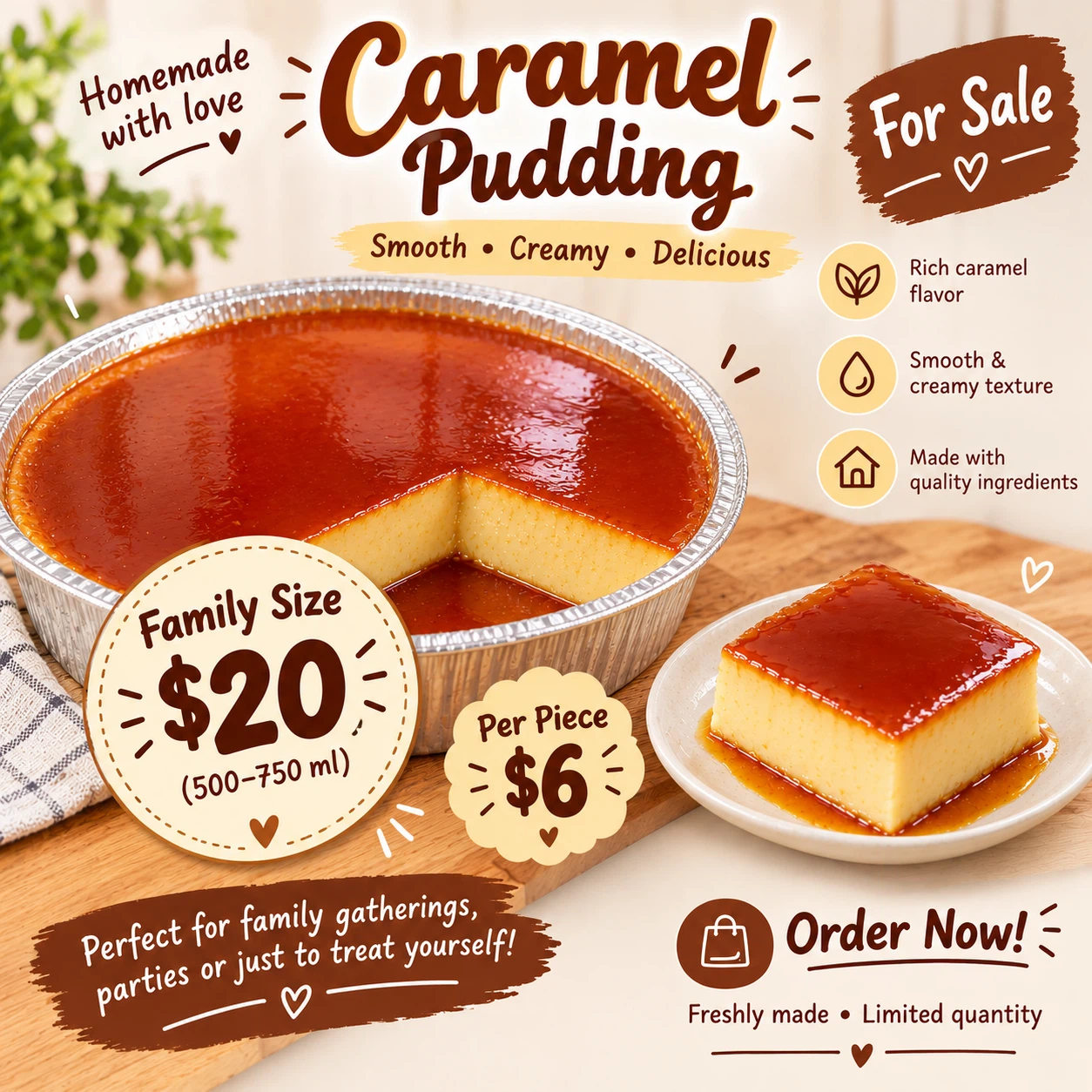Homemade Caramel Pudding