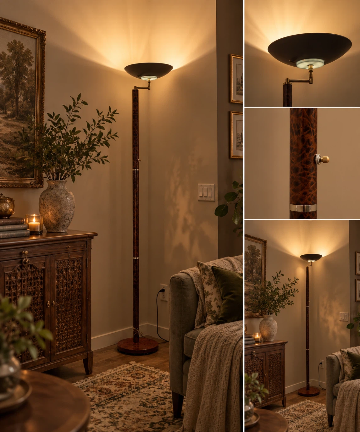 Vintage Mid-Century Modern Torchiere Floor Lamp