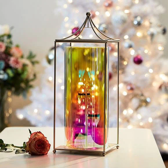 Iridescent Glass candle Lantern by Shining moments Partylite