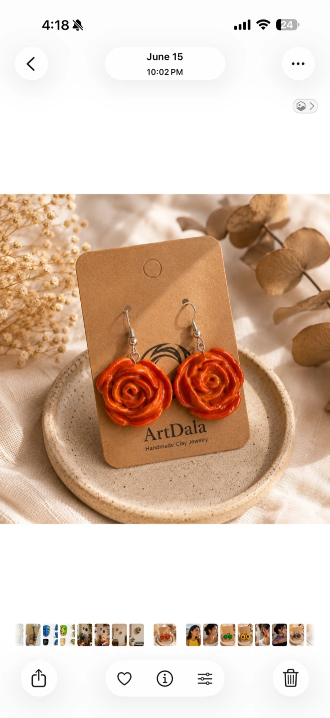 ArtDala Handmade Clay Rose Earrings