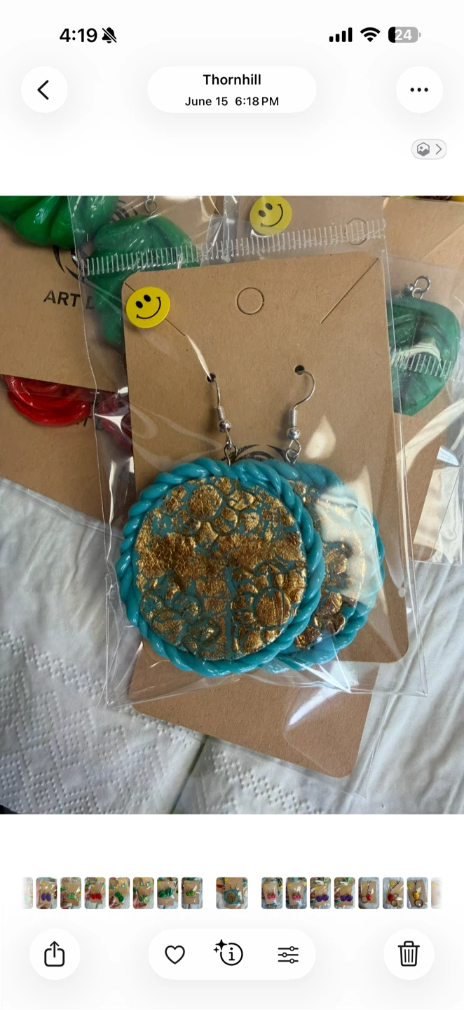 Turquoise and Gold Round Statement Earrings - photo 2