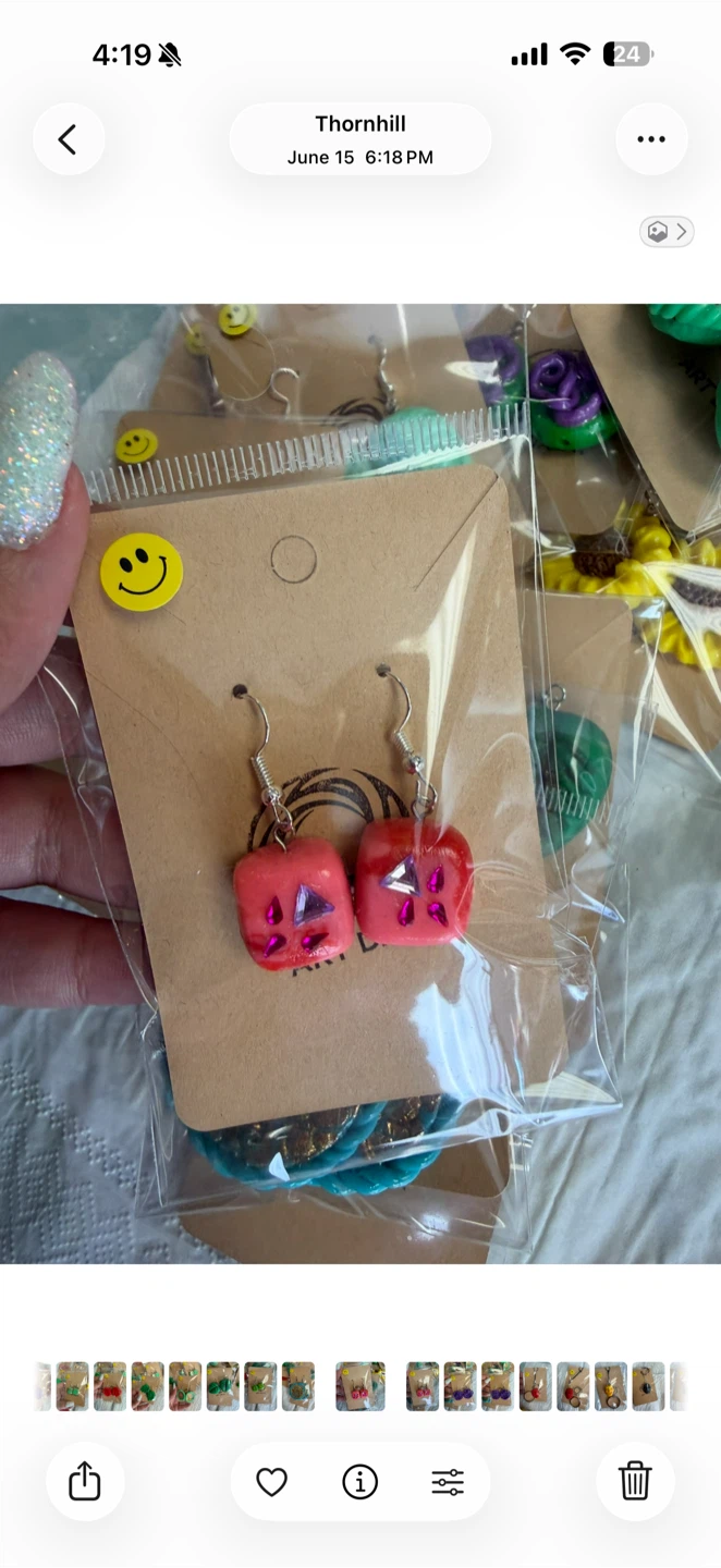 Handmade Pink Square Earrings