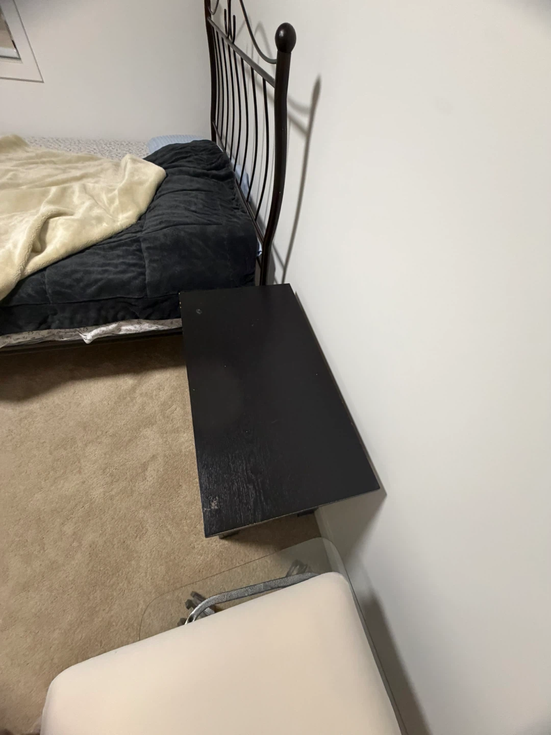 Black Wooden Two-Drawer Nightstand - photo 2
