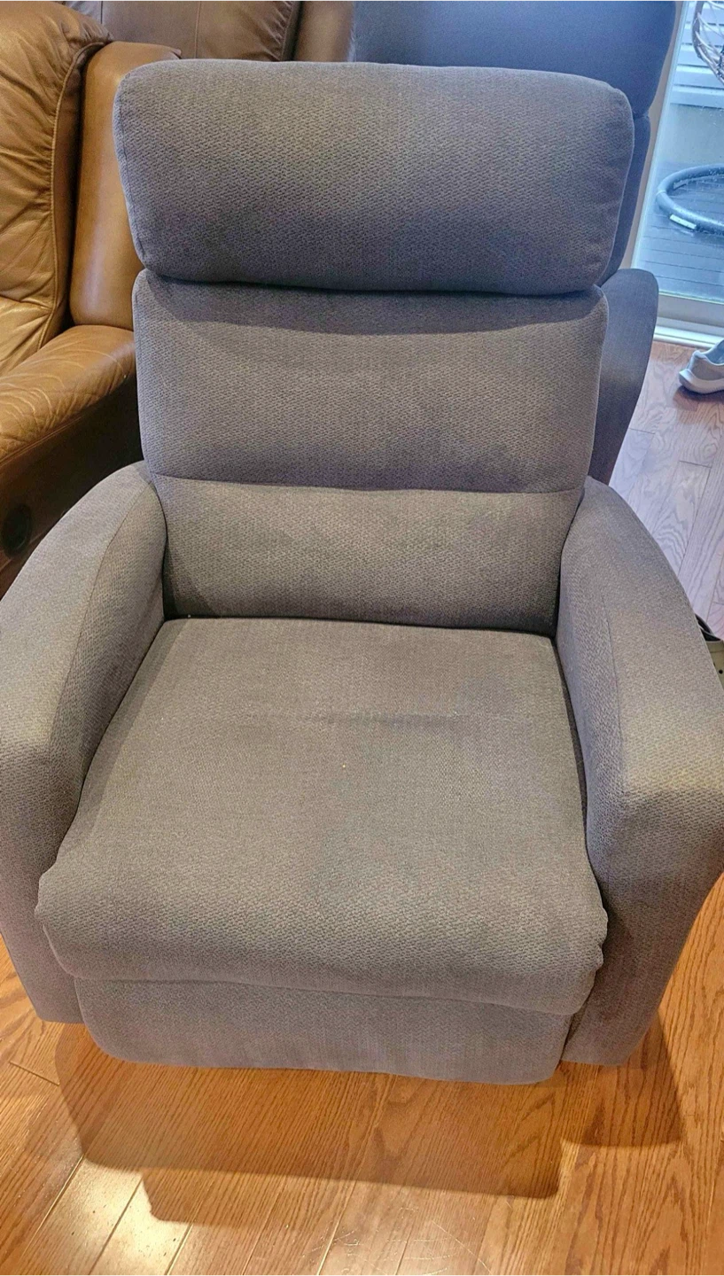 Elran Blue Fabric Power Recliner Chairs x2