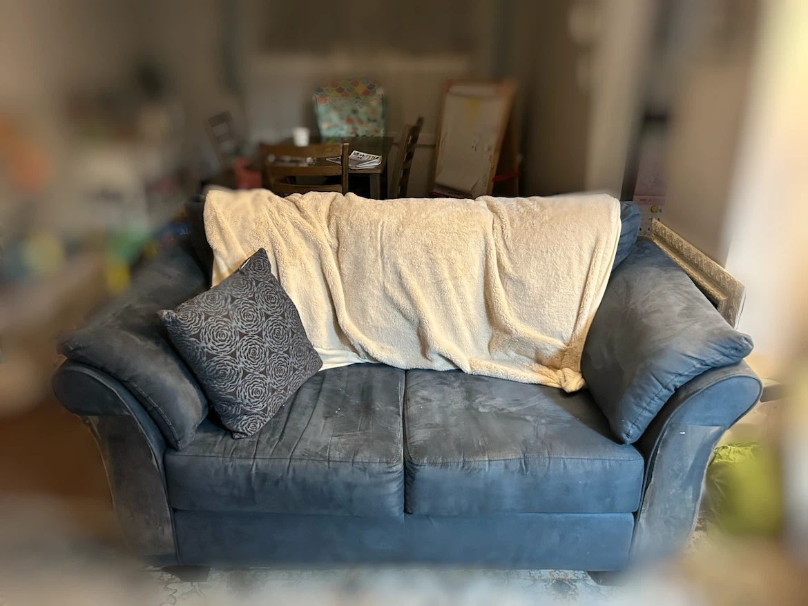 Navy Blue Microfiber Sofa and Loveseat Set