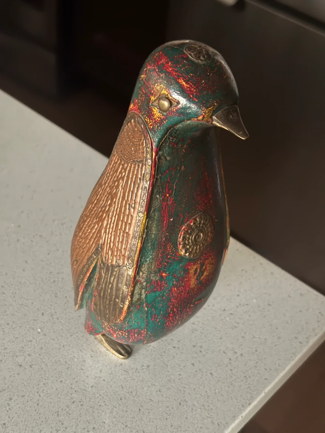Vintage Wood and Copper Penguin - pingouin