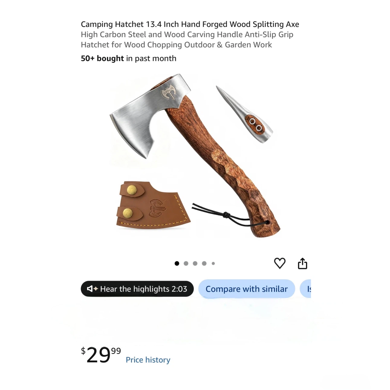 Brand new Camping Hatchet 13.4 Inch Hand Forged Wood
