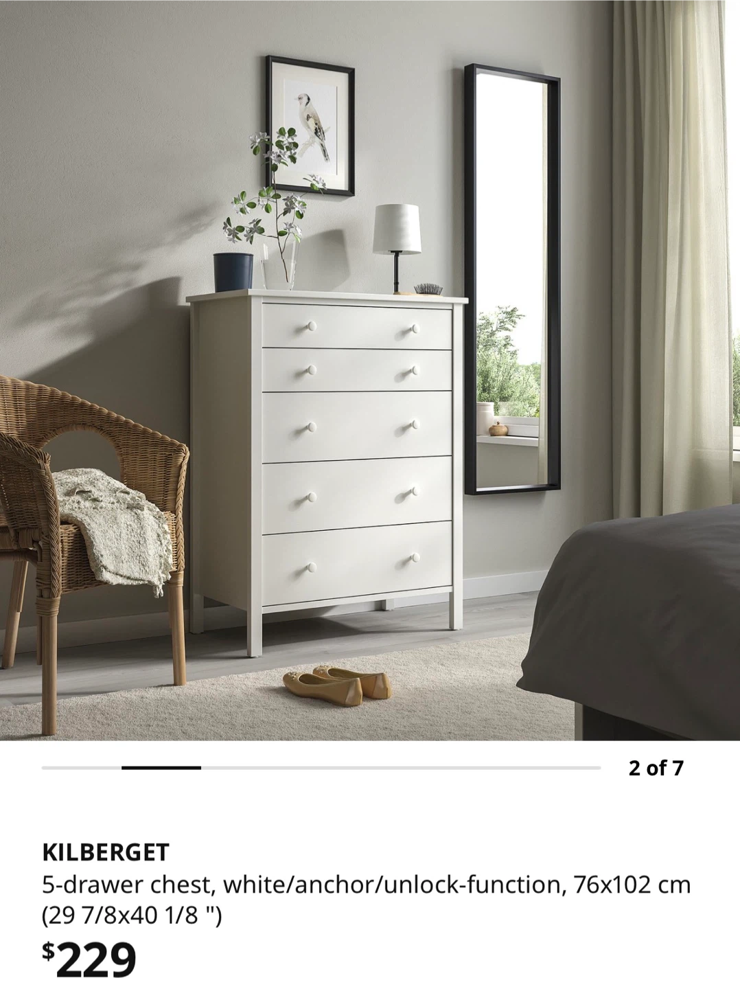 IKEA KILBERGET 5-Drawer Chest, White - photo 4