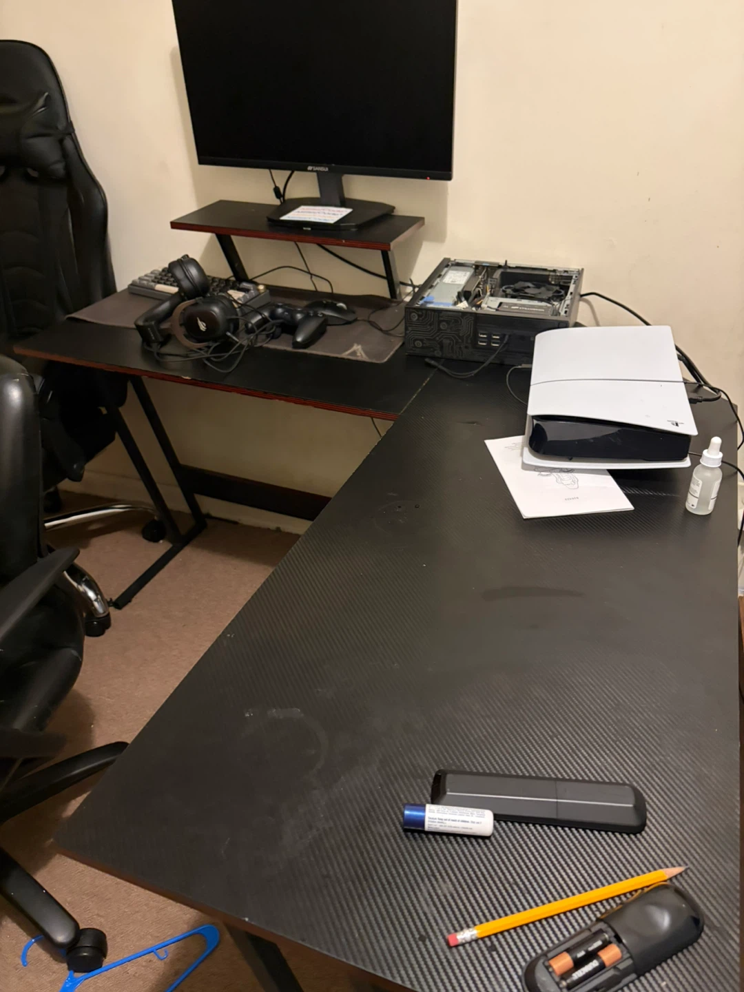L-Shaped Black Gaming Desk