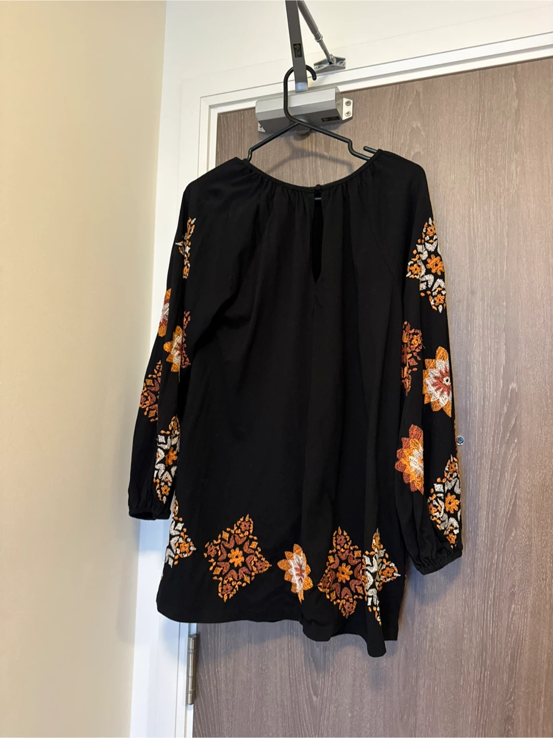 ASOS Black Embroidered Long Sleeve Top