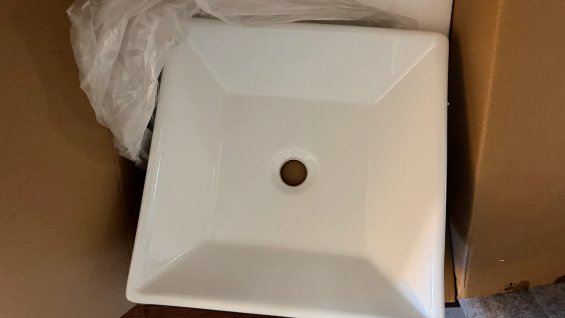New White Square Ceramic Bathroom Vessel Sink – 16” x 16” - photo 2