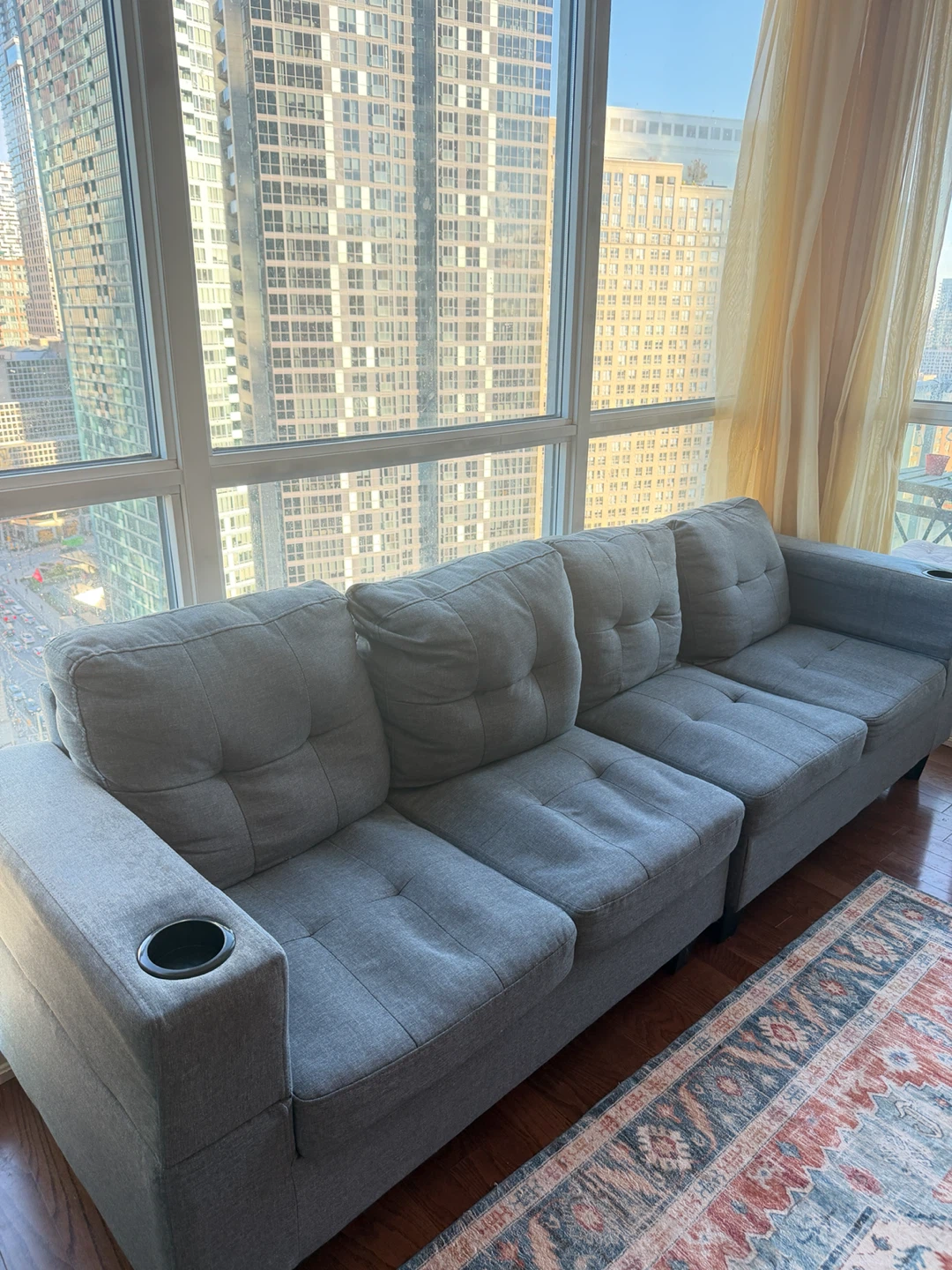 Grey Sofa with Cup Holders - photo 2