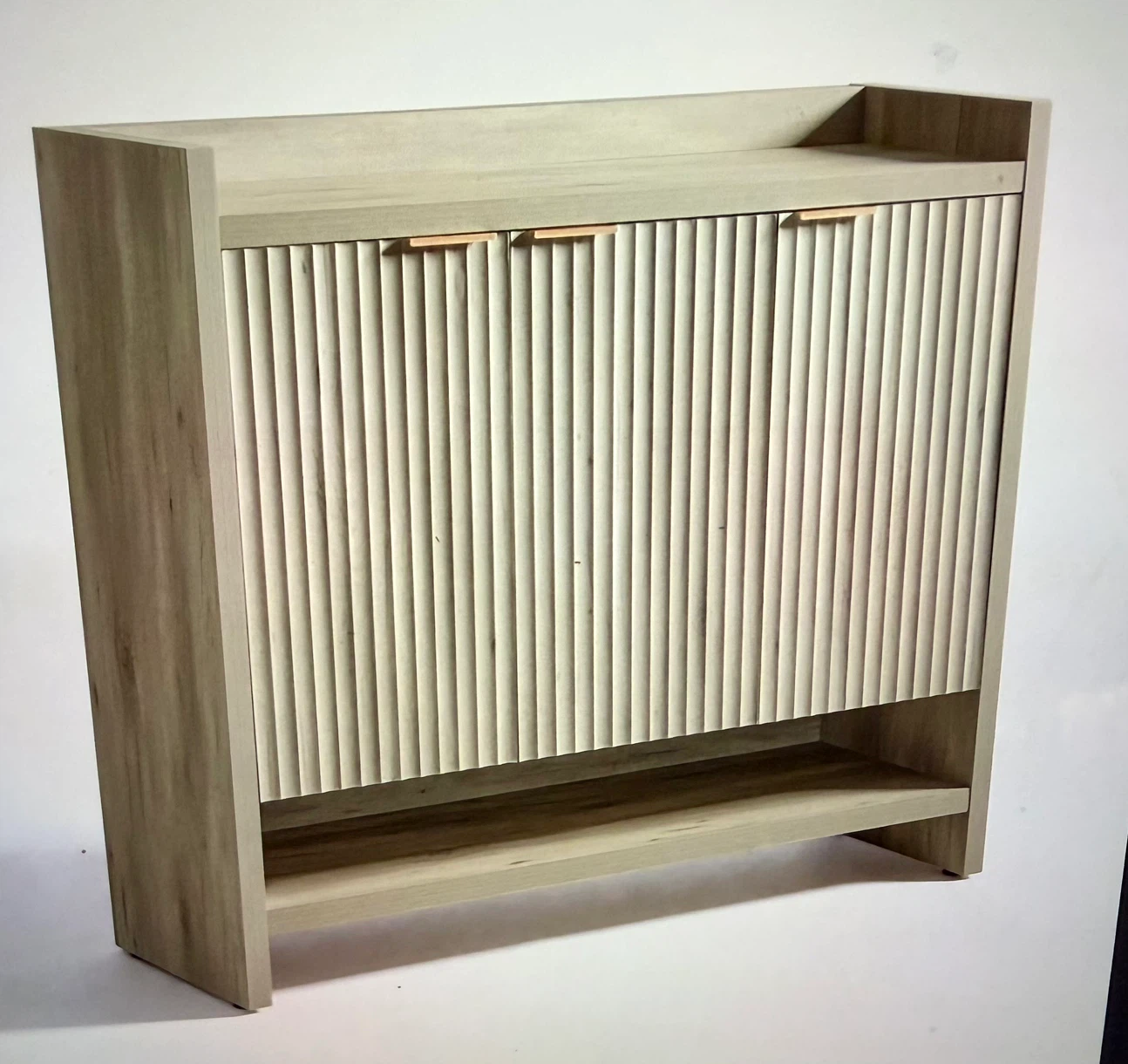 Fluted Shoe Cabinet Storage Unit