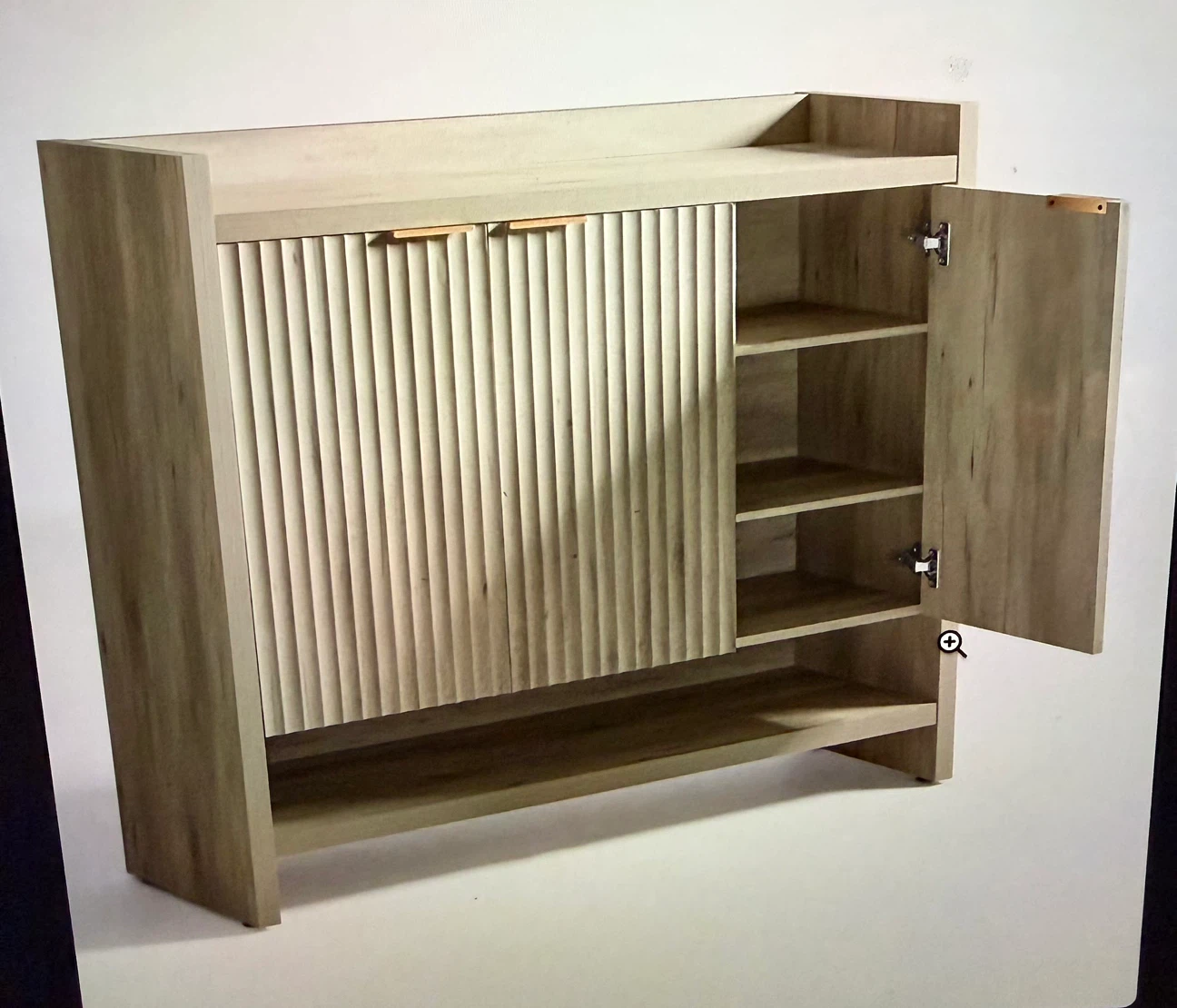Fluted Shoe Cabinet Storage Unit - photo 3