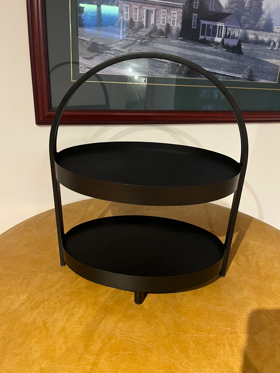 Black Two-Tier Metal Serving Tray