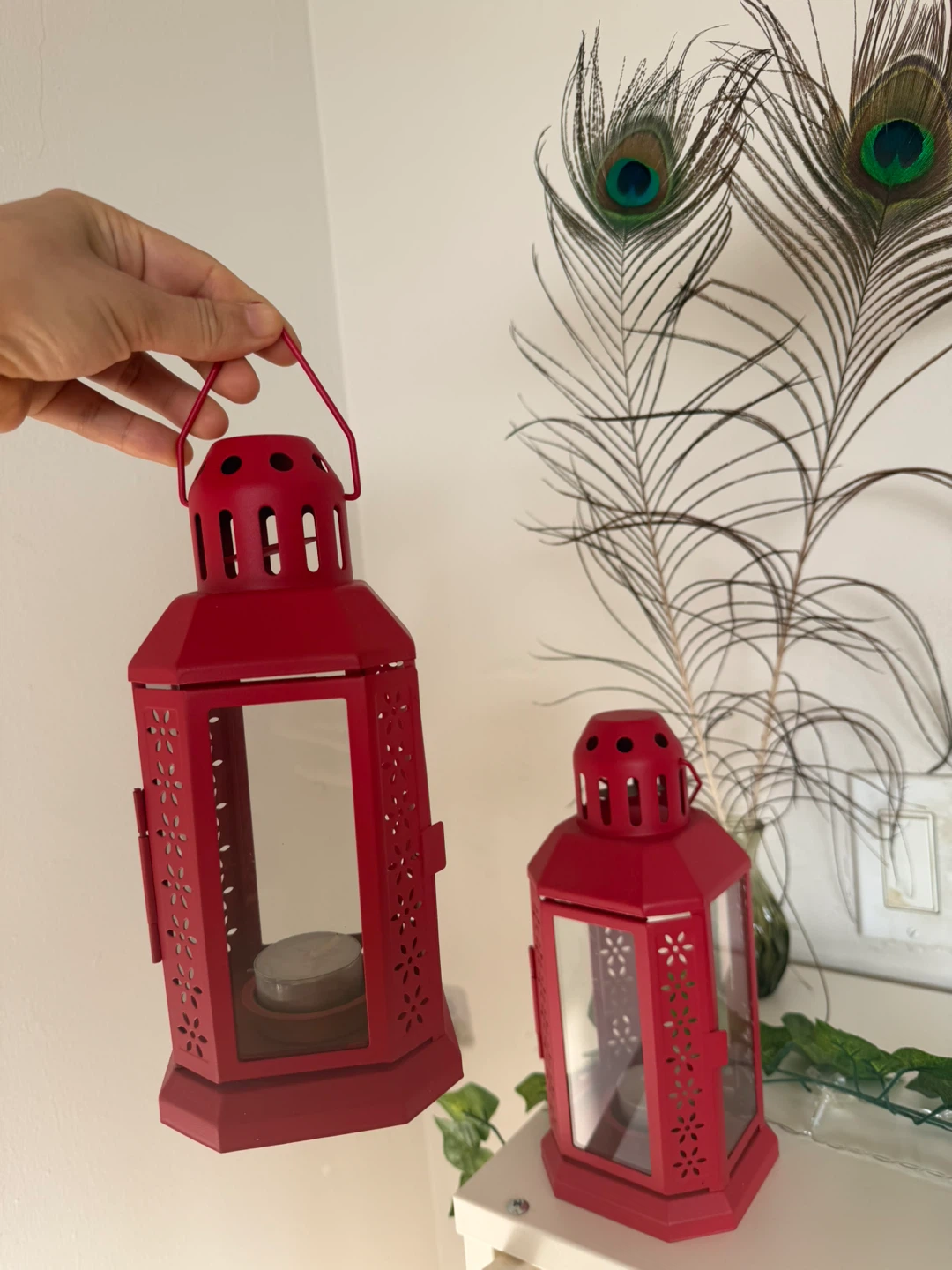 Set of Two Red Metal Lanterns - photo 3
