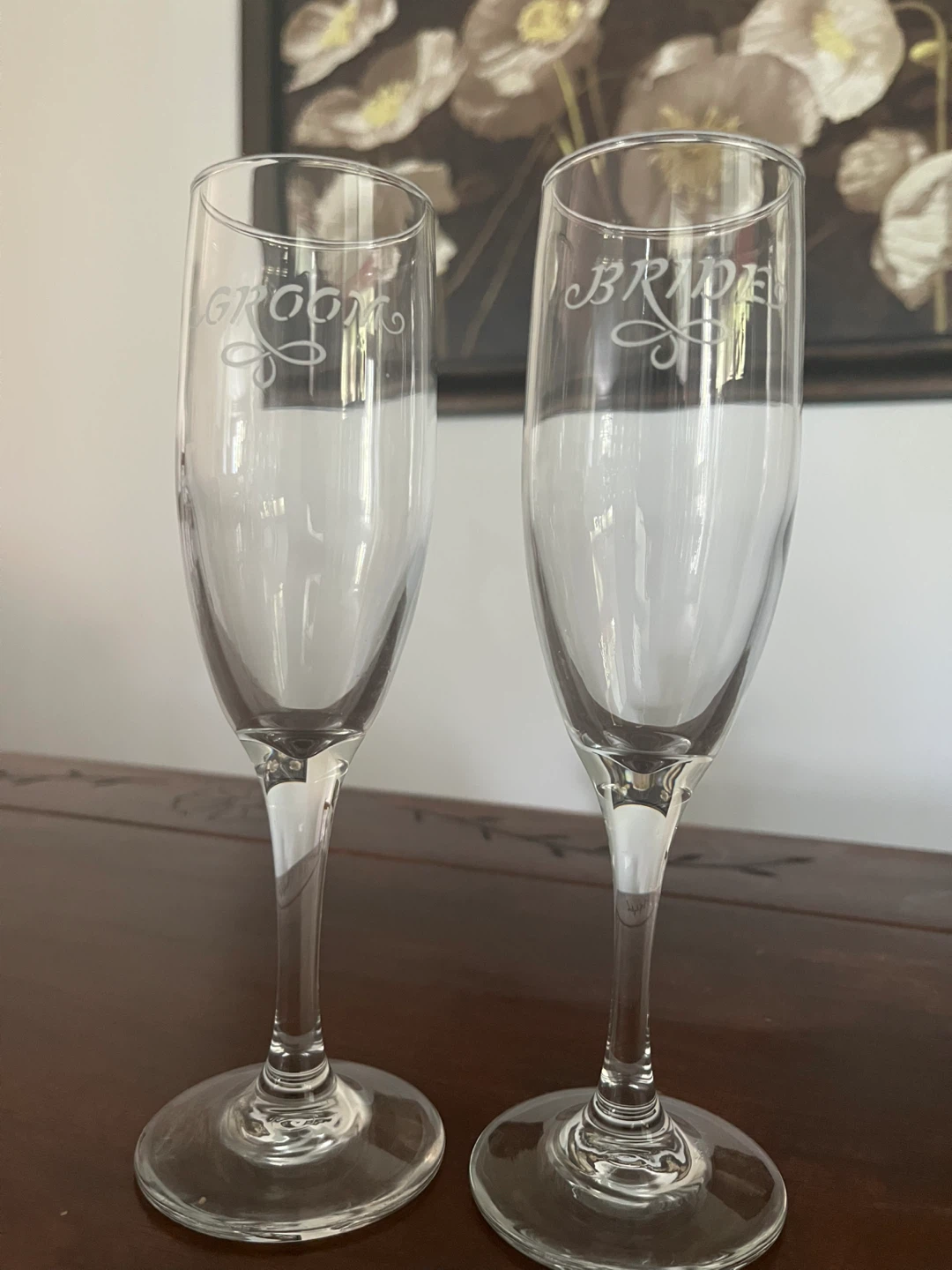 Set of Bride and Groom Champagne Flutes