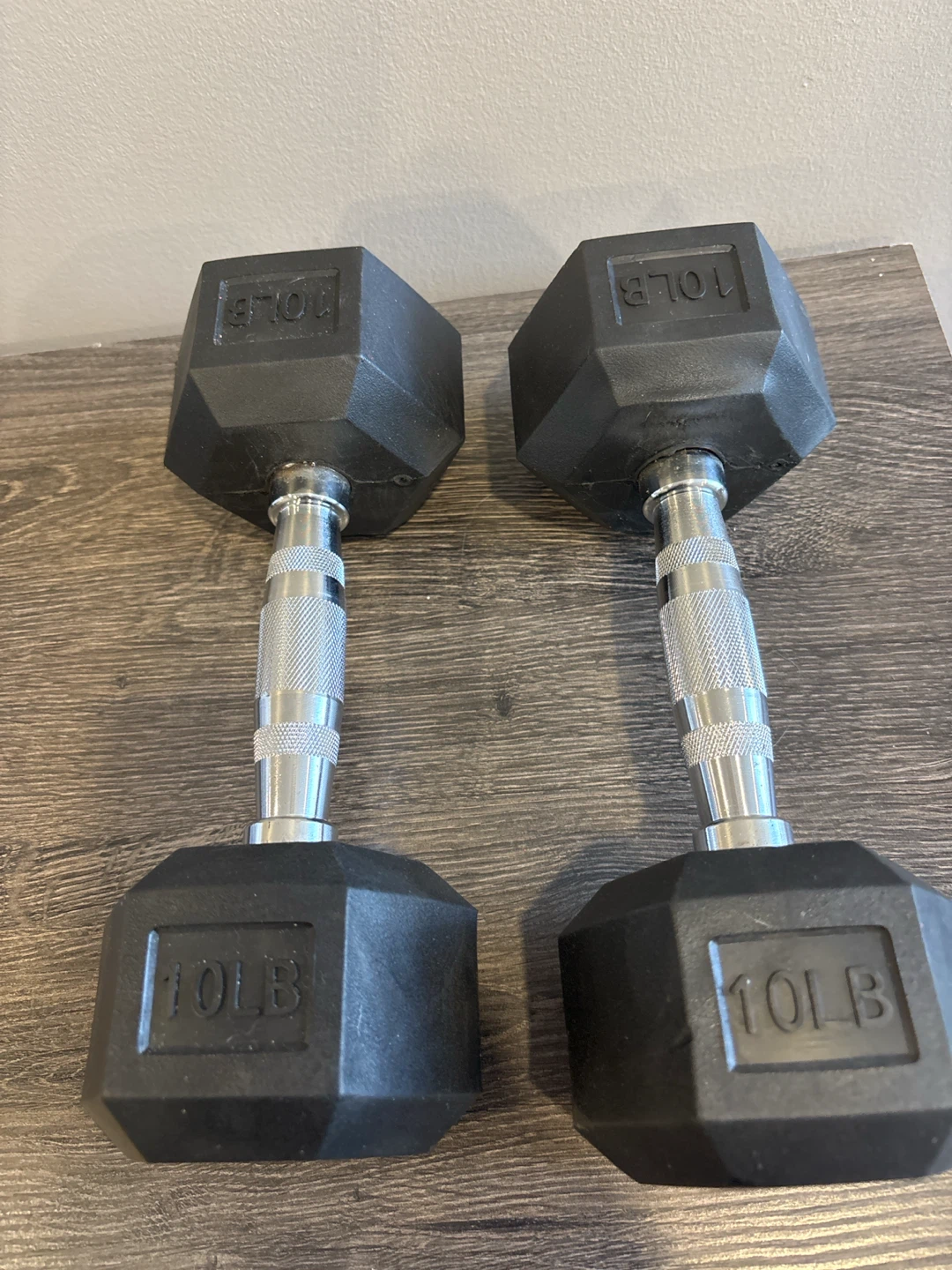 Two 10lb Hex Dumbbells