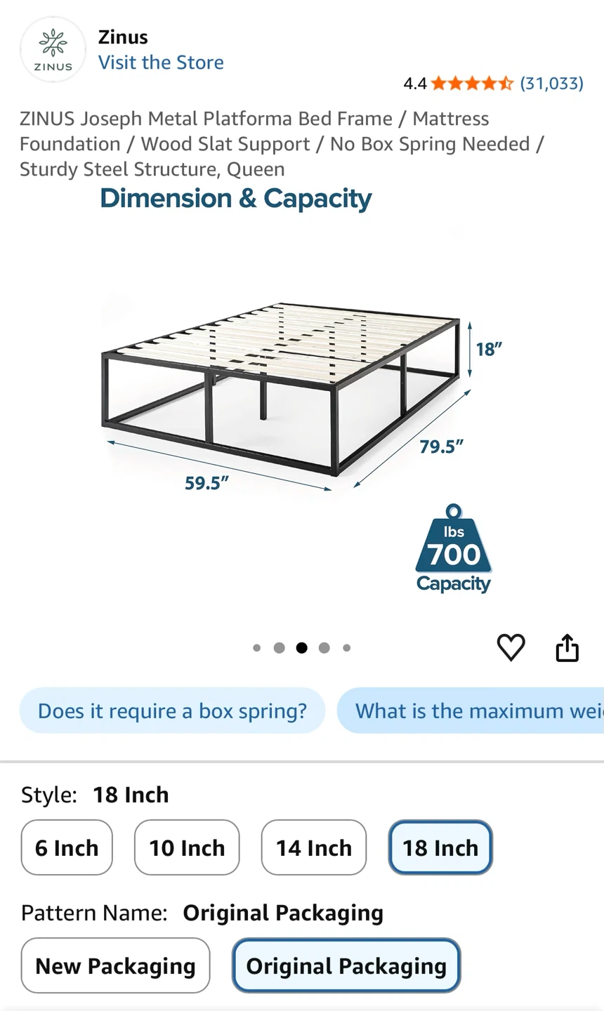 Zinus Joseph Queen Metal Platform Bed Frame - photo 2
