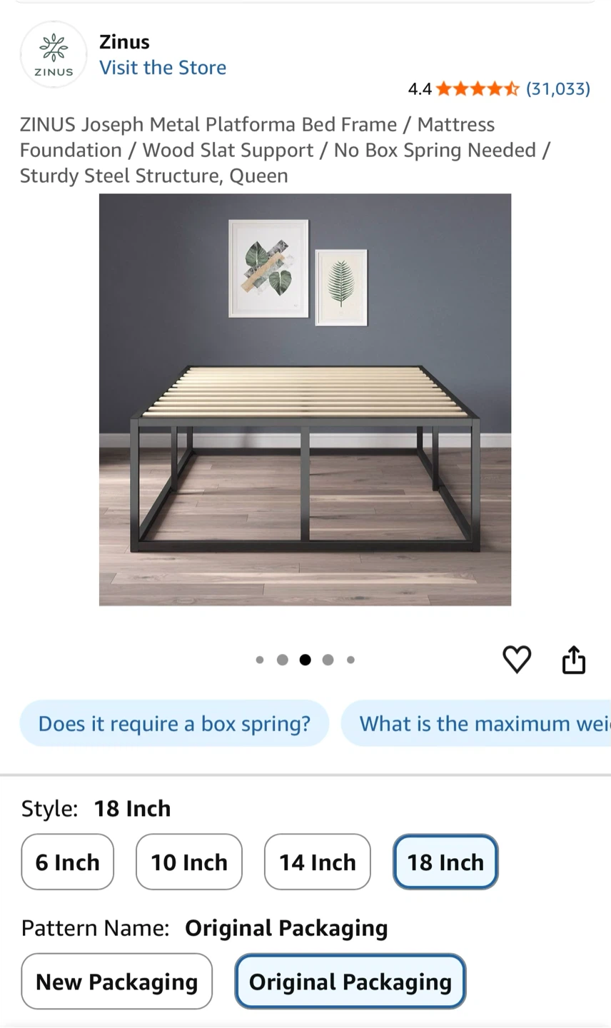 Zinus Joseph Queen Metal Platform Bed Frame - photo 3