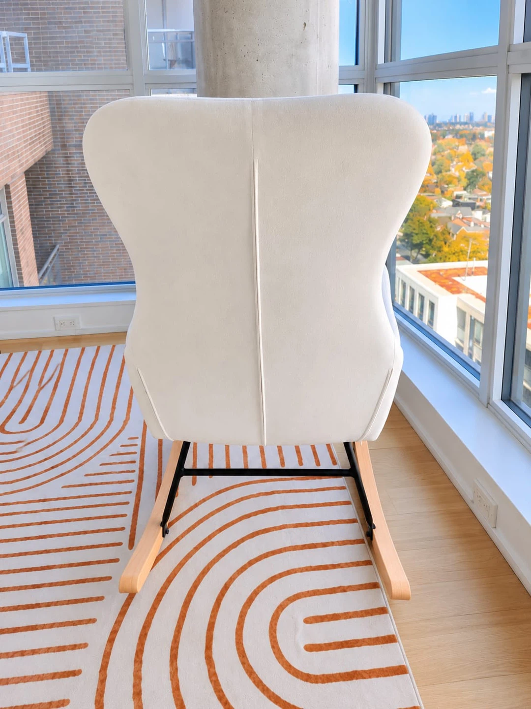 Modern White Upholstered Rocking Chair - photo 3
