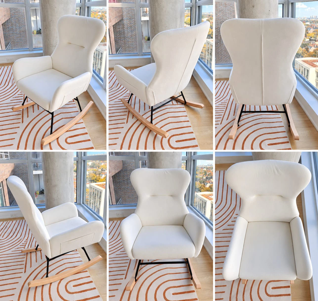 Modern White Upholstered Rocking Chair - photo 4