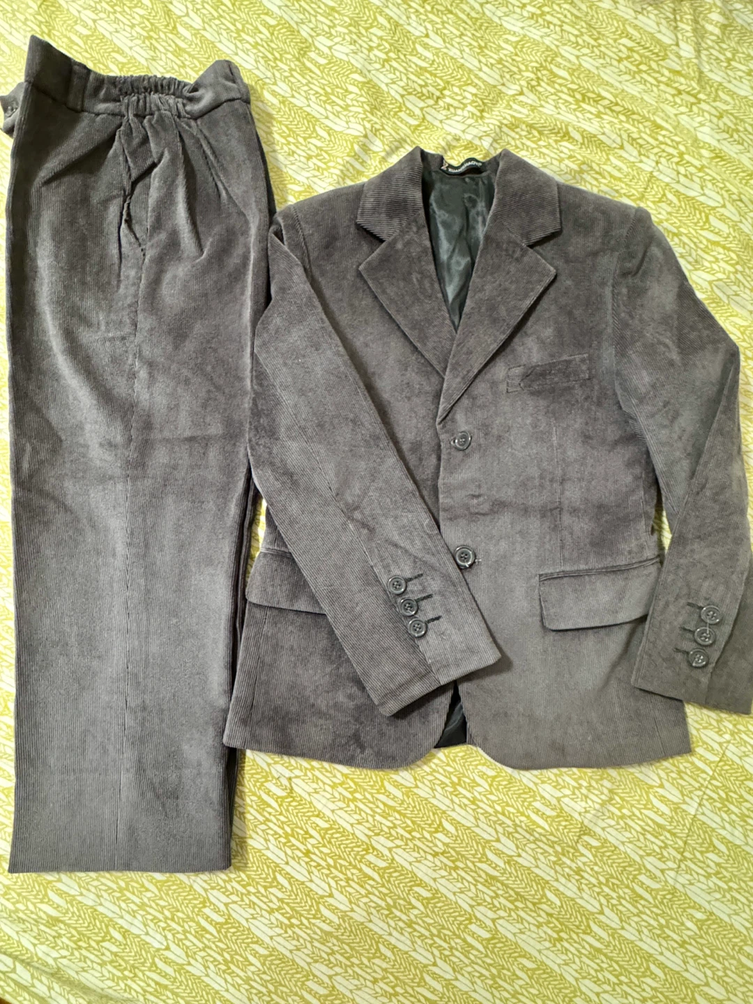 Boys grey corduroy suit set