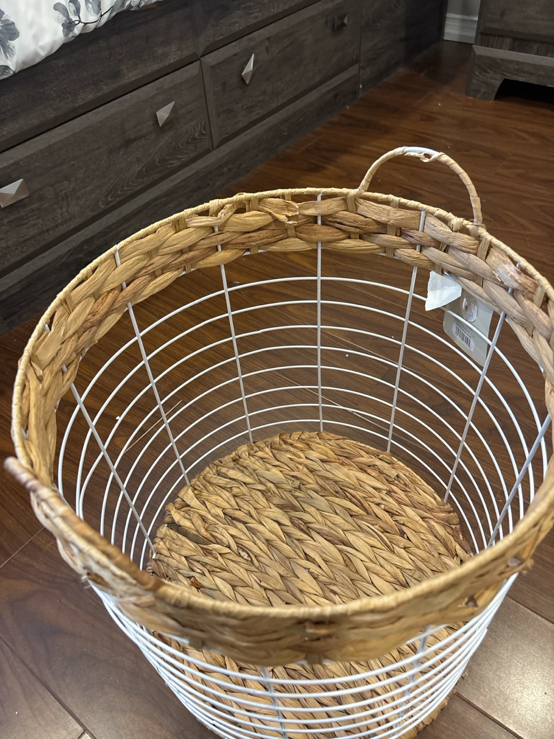 Woven Seagrass and White Wire Storage Basket - photo 3