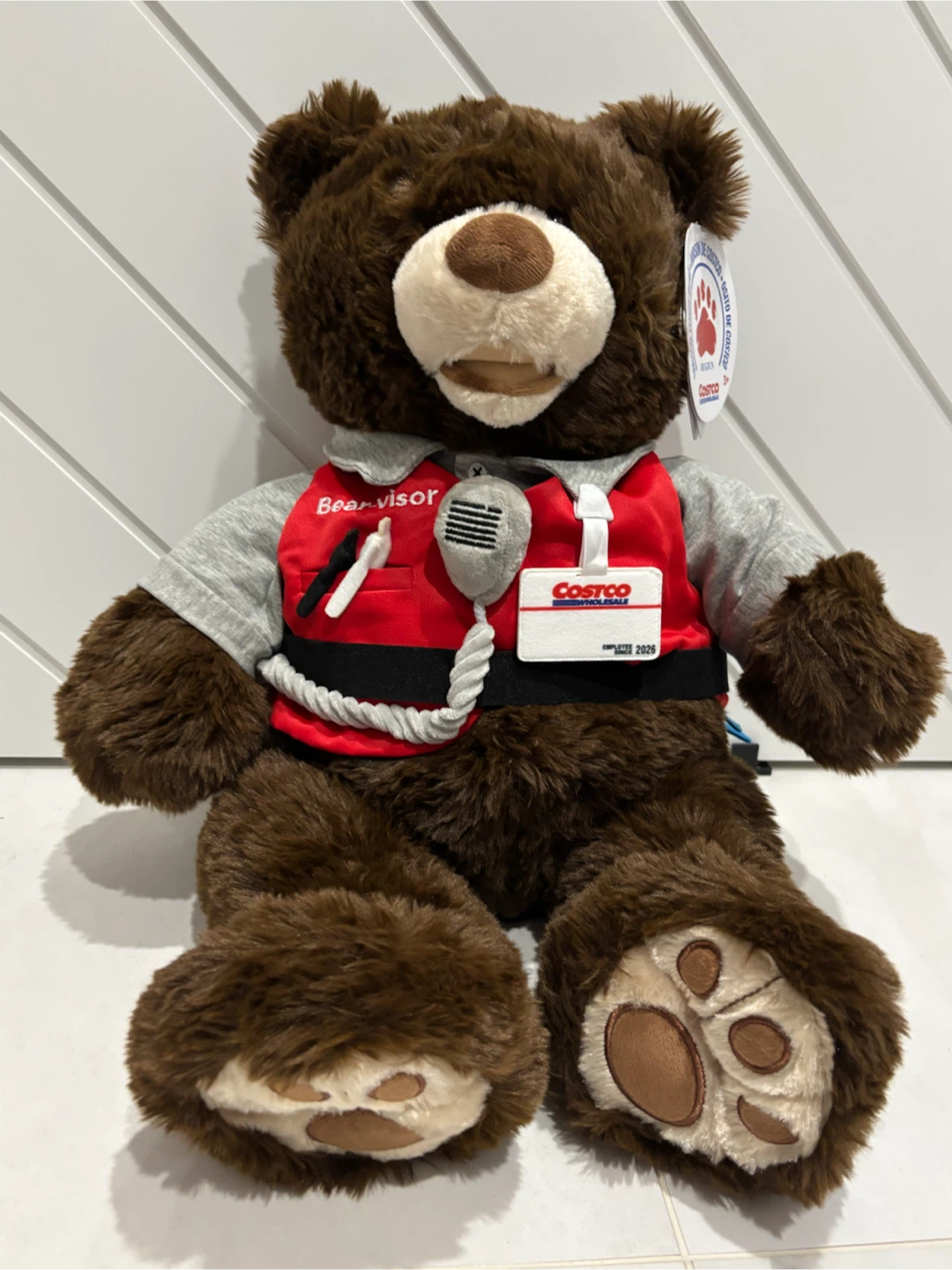 LIMTED ! COSTCO TEDDY BEAR-VISOR, 24” PLUSH NEW WITH TAGS