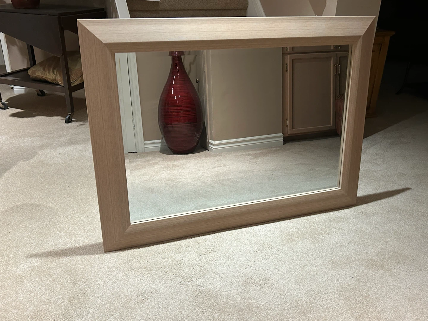 Wall Mirror with Light Wood Frame