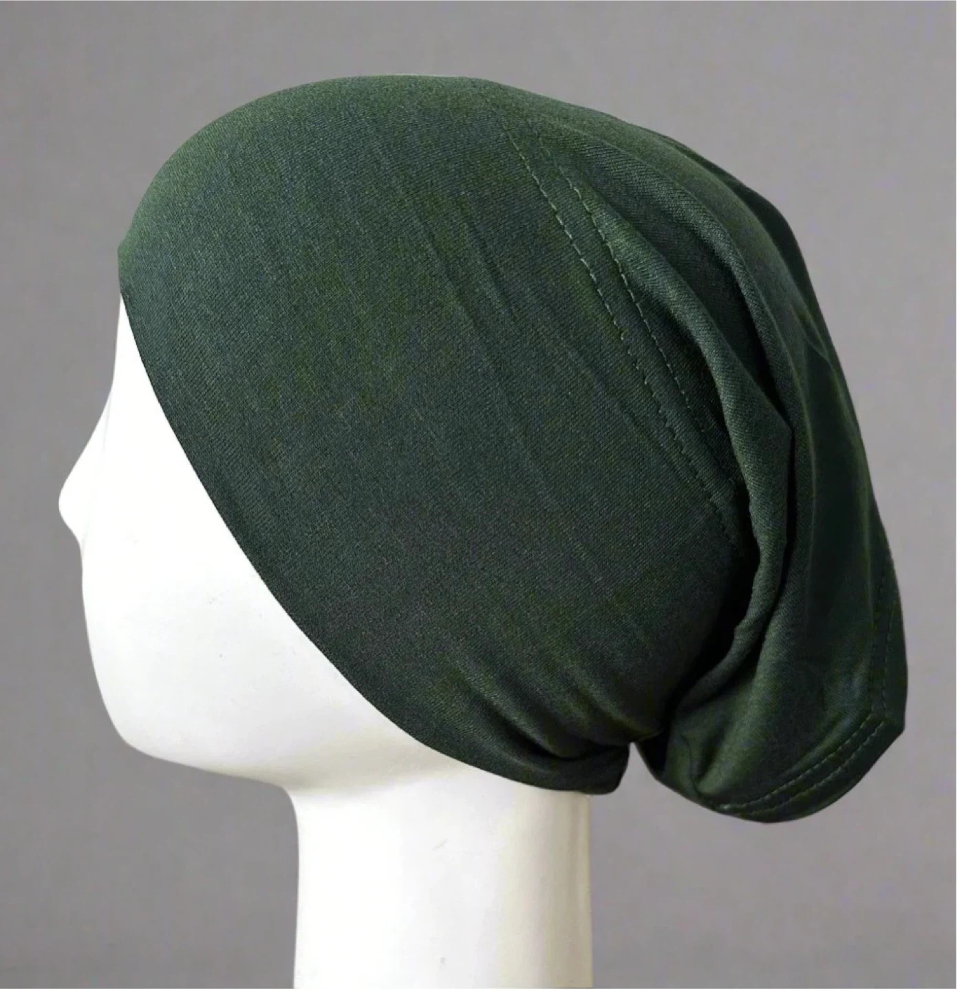 Dark green jersey slouch beanie - Tube Style