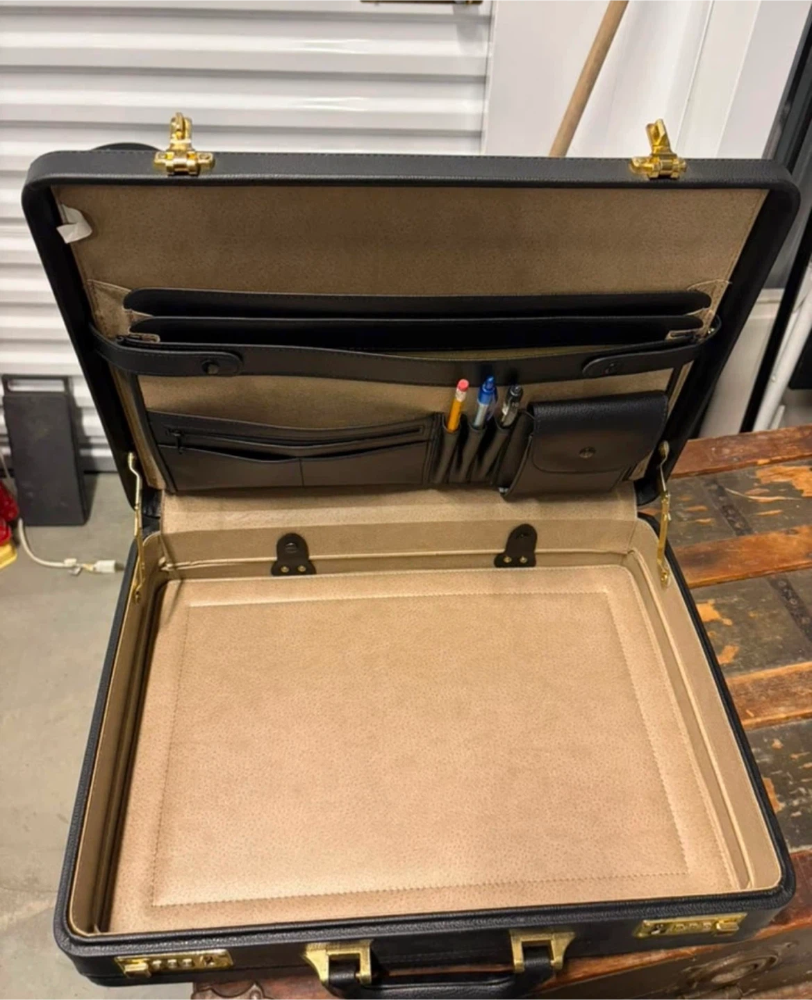 Black Leather Hard-Sided Briefcase