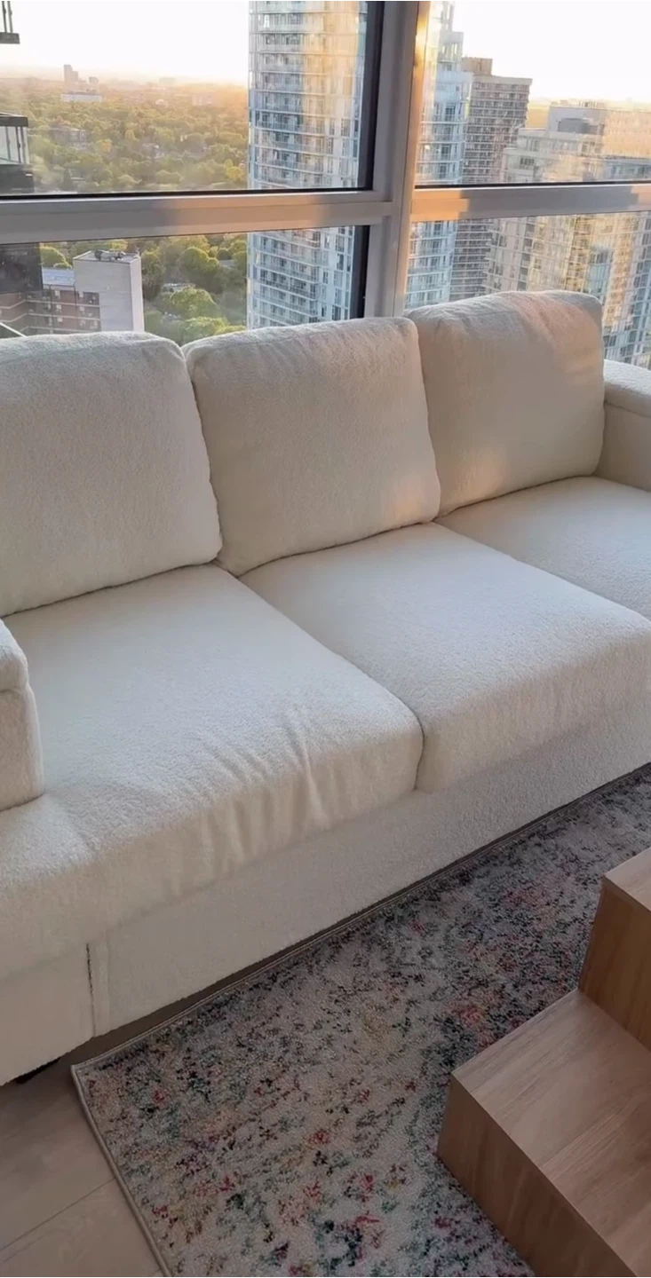 Cream Bouclé 3-Seater Sofa