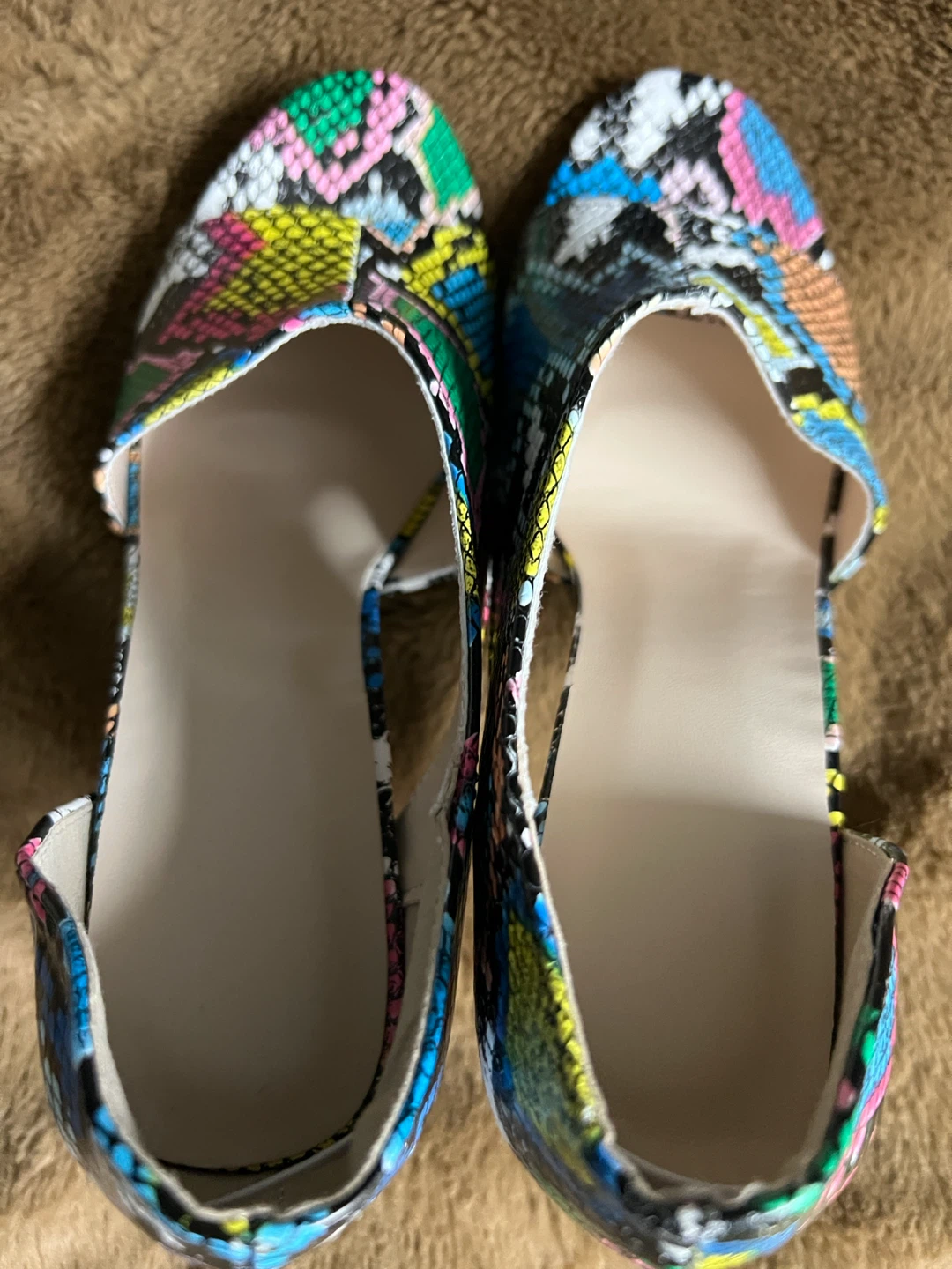 Multicoloured Snake Print Stiletto Heels