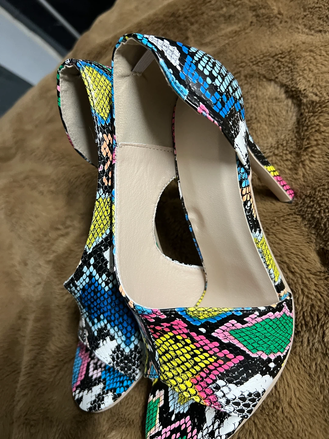 Multicoloured Snake Print Stiletto Heels - photo 2