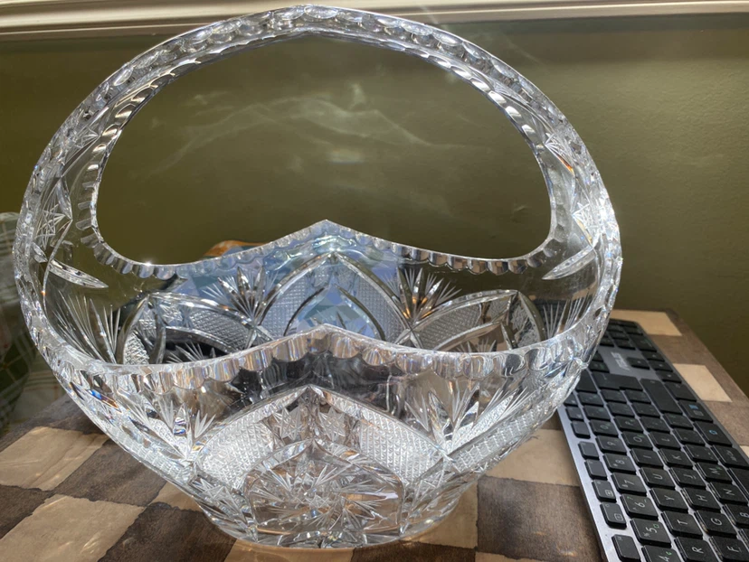 Vintage Crystal Basket Bowl