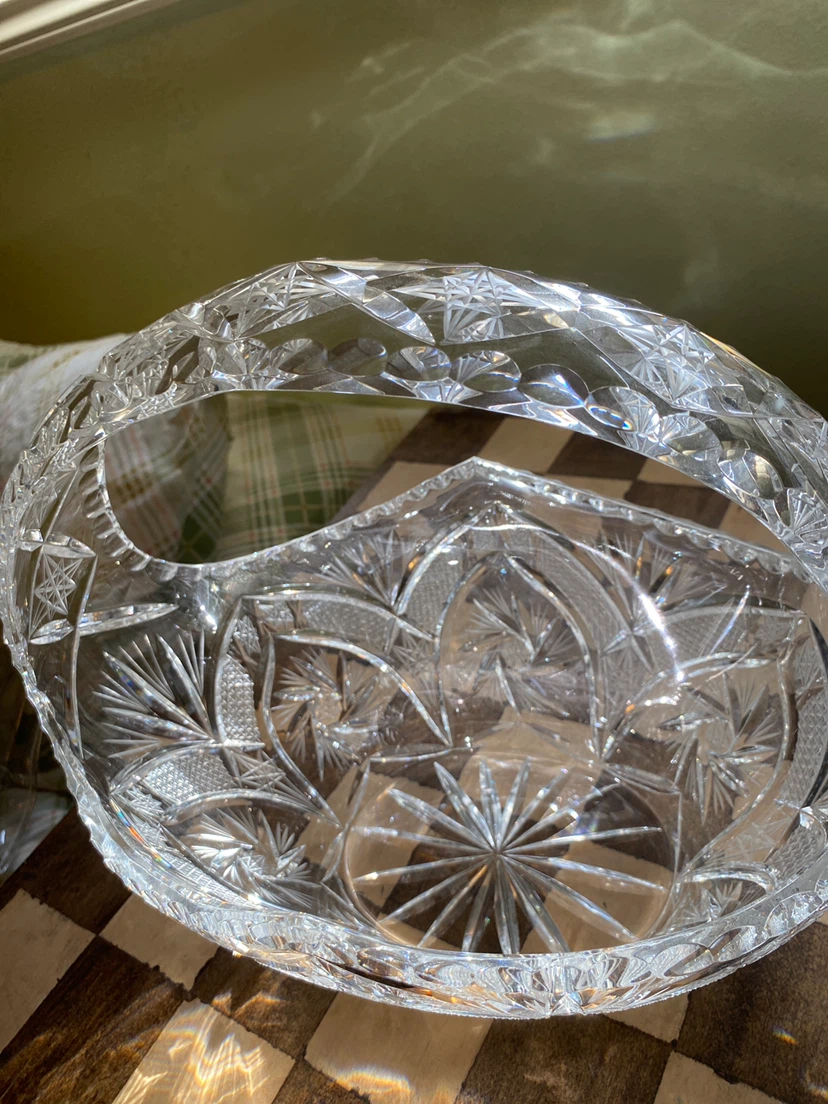Vintage Crystal Basket Bowl - photo 2