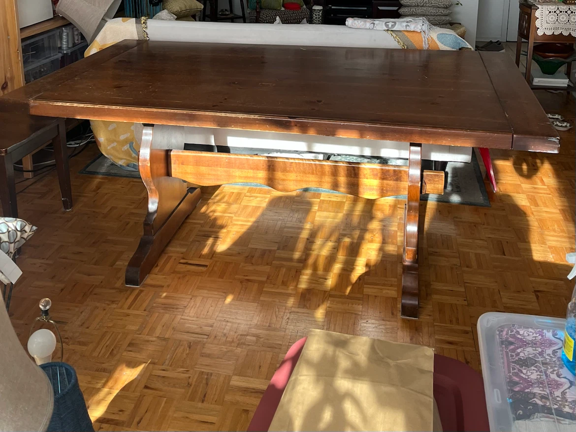 Rustic Solid Maple Trestle Dining Table