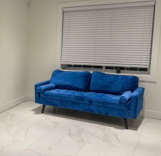Blue Velvet Tufted Sofa
