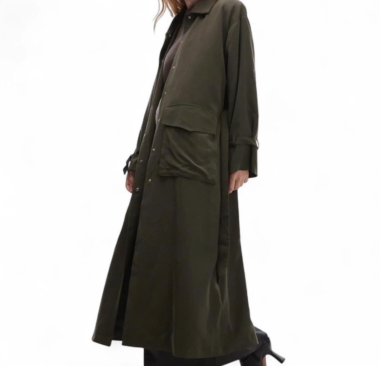 Olive Green Trench Coat - NEW - photo 2